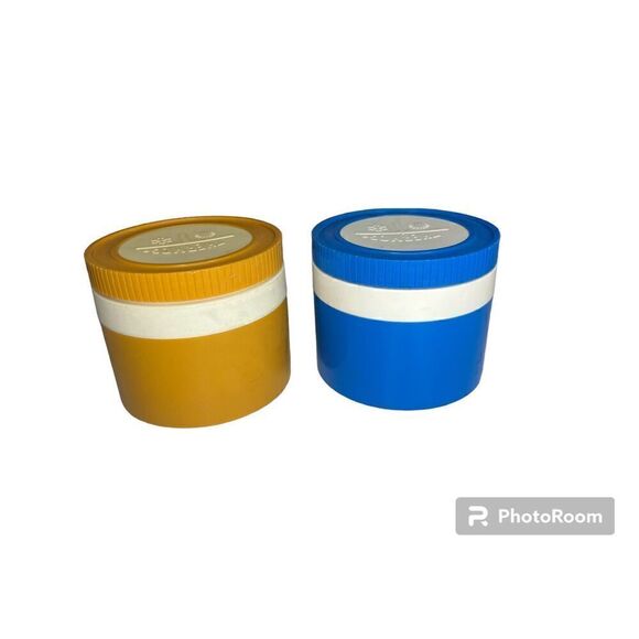 Thermos vintage insulated jar. Gold and blue 2 of them - Picture 1 of 9